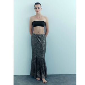 ZARA LONG SEQUIN SKIRT